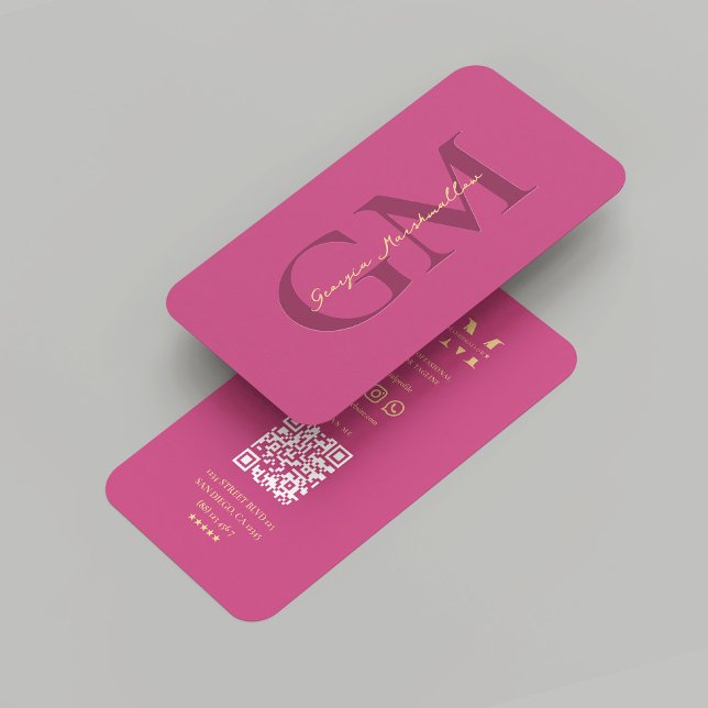 Cartão De Visita Monograma Moderno, Dourado Profissional Rosa (Modern Monogram Pink Gold Marketing Professional Business Card
)