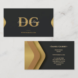 Cartão De Visita Monograma Moderno Elegante Dourado