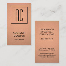 Monograma Moderno, Folha de Cobre e Vertical Preta