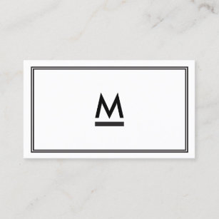 Cartão De Visita Monograma moderno inicial grande em preto e branco