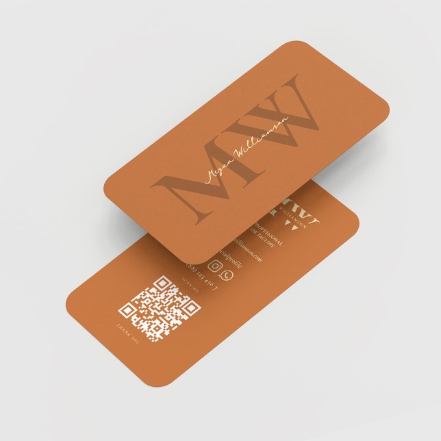 Cartão De Visita Monograma Moderno Inicial Laranja Com Poeira Profi (Modern Monogram Initials Professional Dusty Orange Business Card
)