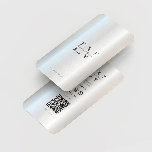 Cartão De Visita Monograma Moderno Inicial Prata Profissional (Modern Monogram Initials Professional Silver Business Card
)