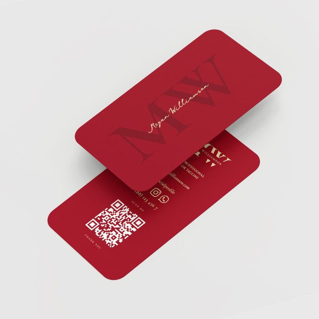 Cartão De Visita Monograma Moderno Inicializa Vinho Vermelho Profis (Modern Monogram Initials Professional Red Wine Business Card
)