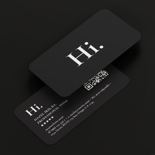 Cartão De Visita Monograma moderno minimalista inicia QR branco pre