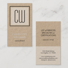 Cartão De Visita Monograma Moderno Minimalista Kraft & Black