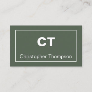 Cartão De Visita Monograma Moderno Minimalista Verde Alpino