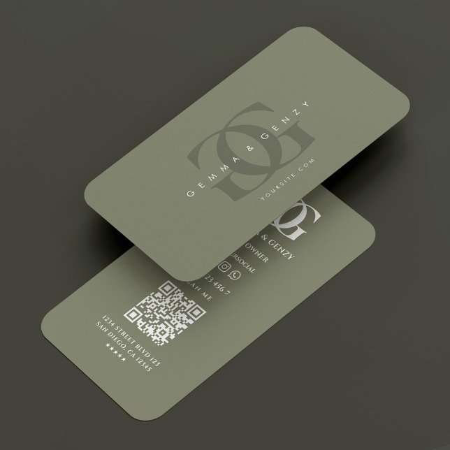 Cartão De Visita Monograma moderno mínimo verde de imagem G Sage (Minimal Modern Monogram Logo G Sage Green Business Card
)