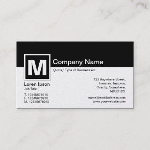 Cartão De Visita Monograma Moderno - Preto e Branco (Platina)