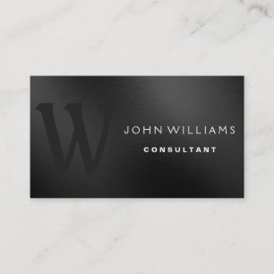 Cartão De Visita Monograma moderno profissional no metal preto
