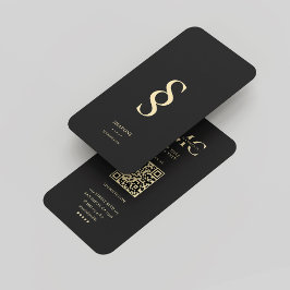 Cartão De Visita Monograma moderno S Logotipo profissional Dourado