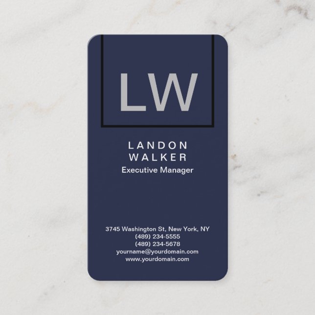 Cartão De Visita Monograma moderno simples e profissional de meia-n (Frente)