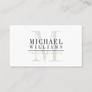 Cartão De Visita MonOGRAMA nome moderno simples ouro masculino pret