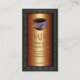 Cartão De Visita Monograma, oleiro, aço rebitado - cobre quadro