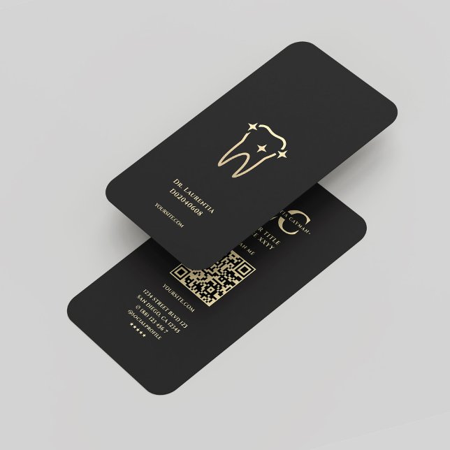 Cartão De Visita Monograma Ortodontista Moderno Dourado (Modern Dentist Orthodontist Monogram Black Gold Business Card
)