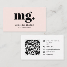 Cartão De Visita Monograma personalizado com código QR minimalista 
