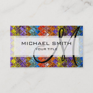 Cartão De Visita Monograma Personalizado do Padrão Mosaico abstrato