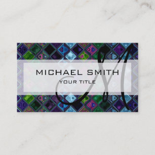 Cartão De Visita Monograma Personalizado do Padrão Mosaico abstrato