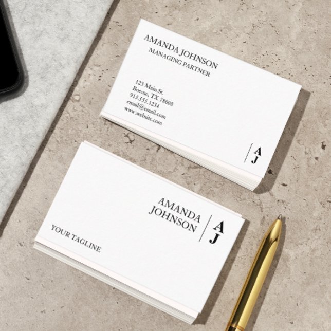 Cartão De Visita Monograma personalizado minimalista (Custom monogram business cards)