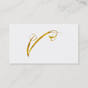 Cartão De Visita Monograma Personalizado V Faux Gold Foil Monograma
