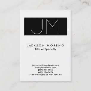 Cartão De Visita Monograma preto-branco grande