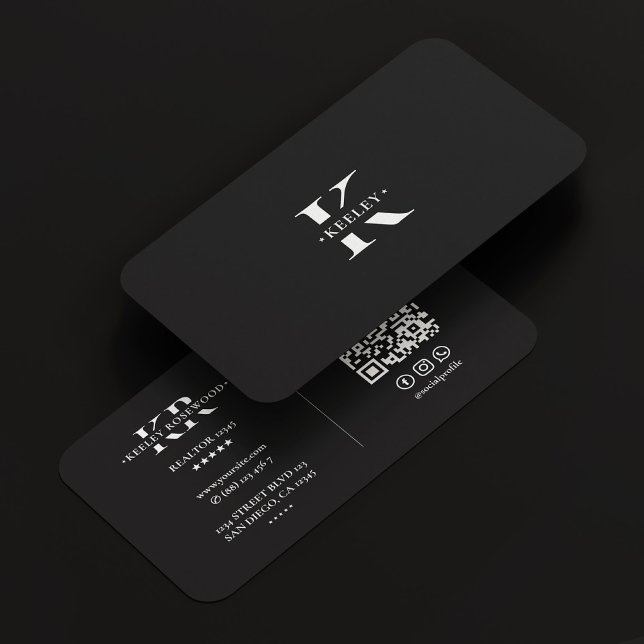 Cartão De Visita Monograma preto branco moderno simples (Monogram Black White Modern Simple Business Card
)