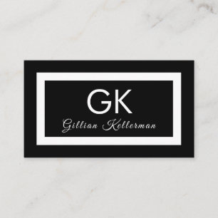 Cartão De Visita Monograma preto e branco elegante