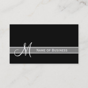 Cartão De Visita Monograma preto e branco elegante com nome
