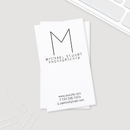 Cartão De Visita Monograma preto e branco minimalista moderno simpl