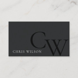 Cartão De Visita Monograma preto e branco simples mínimo inicial