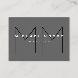 Cartão De Visita Monograma preto e cinza moderno minimalista