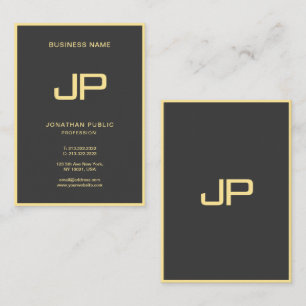 Cartão De Visita Monograma preto e Dourado Elegante profissional in