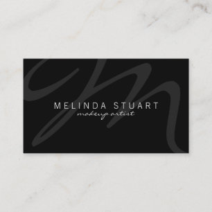 Cartão De Visita Monograma preto moderno profissional