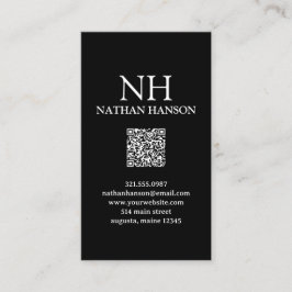 Cartão De Visita Monograma preto simples moderno