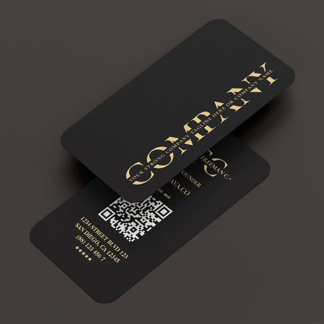 Cartão De Visita Monograma Profissional da Empresa Moderna Preto (Modern Company Monogram Professional Black Business Card
)
