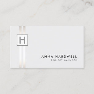 Cartão De Visita Monograma profissional de distribuição prateada mo