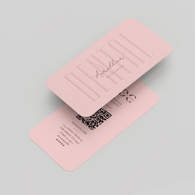 Cartão De Visita Monograma Profissional de Higienista Dental Modern (Modern Dental Hygienist Professional Monogram Pink Business Card
)