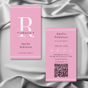 Cartão De Visita Monograma profissional elegante, cor-de-rosa