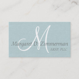 Cartão De Visita Monograma Profissional, Linhagem Azul Claro