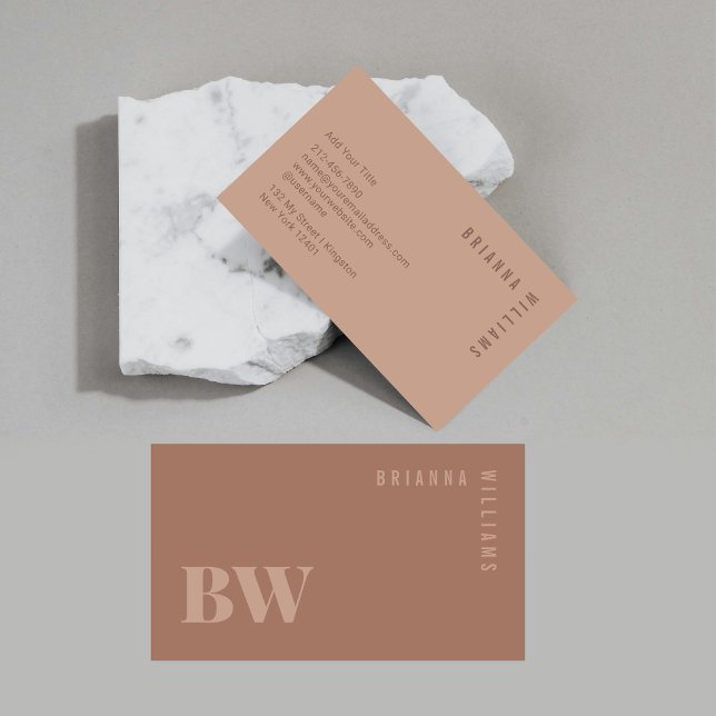 Cartão De Visita Monograma Profissional Mocha Moderno (Criador carregado)