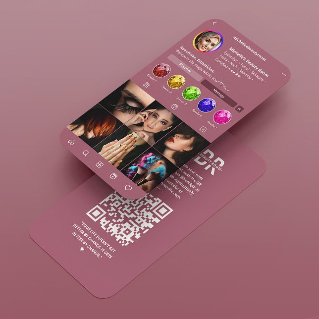 Cartão De Visita Monograma profissional moderno, cor-de-rosa (Modern Instagram Professional Monogram Pink White Business Card
)