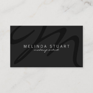 Cartão De Visita Monograma Profissional Moderno de Cinzas Escuras