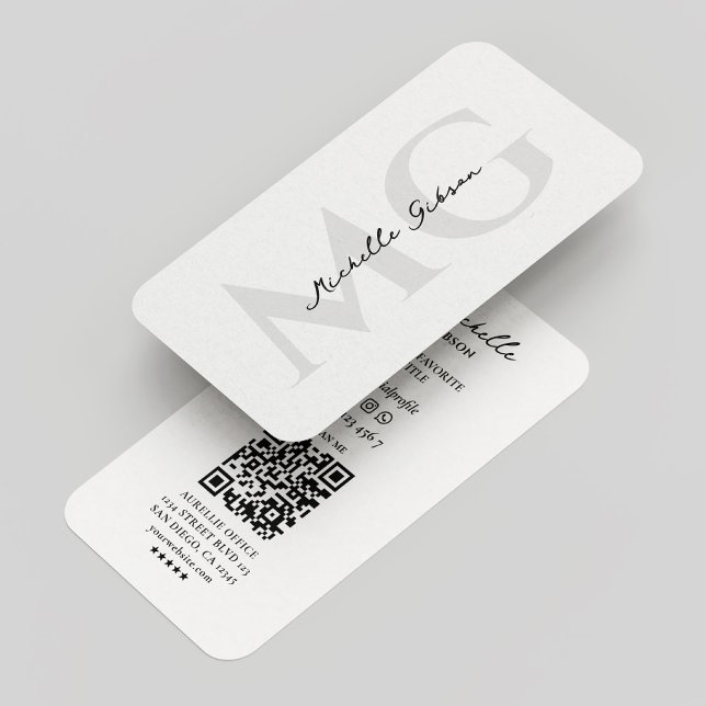 Cartão De Visita Monograma profissional preto Elegante moderno (Professional Monogram Black White Elegant Modern Business Card
)