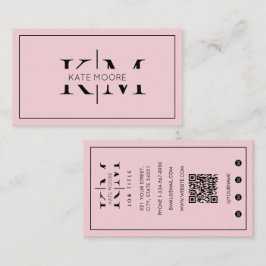 Cartão De Visita Monograma Profissional Rosa Moderno Elegante