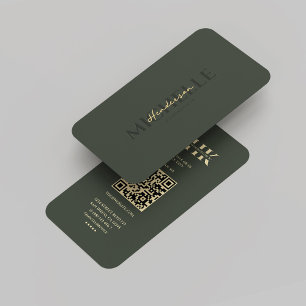 Cartão De Visita Monograma Profissional Verde Escuro Dourado Modern