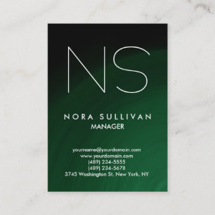 Cartão De Visita Monograma profissional verde simples e simples