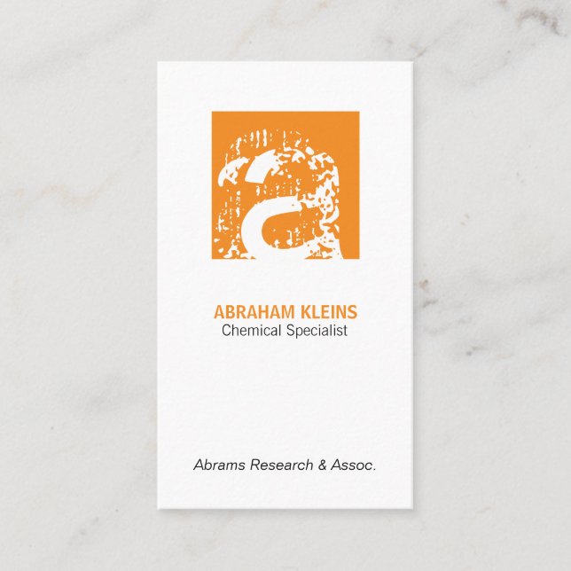 Cartão De Visita Monograma Quadrado de Cor (laranja) (Frente)