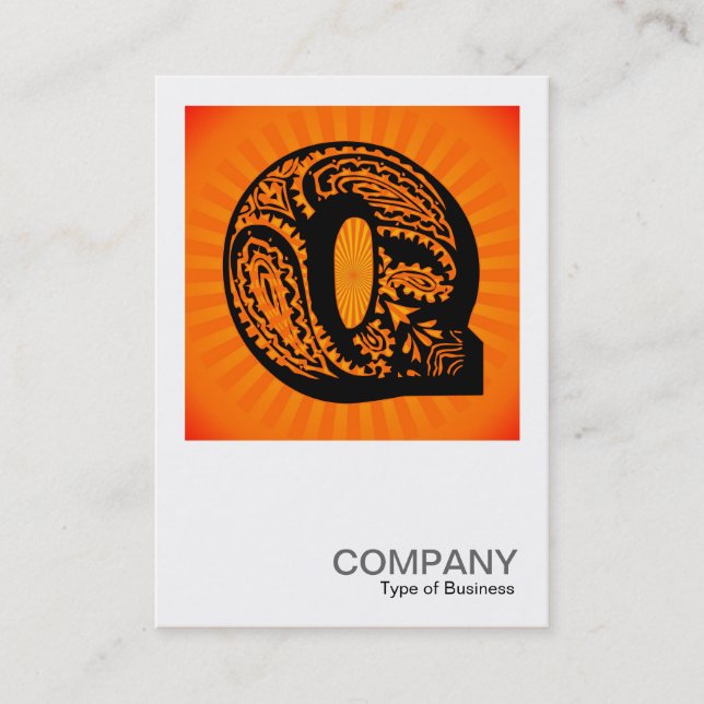 Cartão De Visita Monograma quadrado - Paisley Sunburst - Q (Frente)