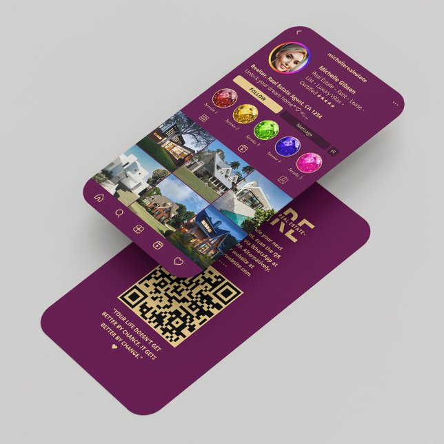 Cartão De Visita Monograma Roxo de Luxo de Realtor Moderno (Modern Realtor Instagram Luxury Purple Monogram Business Card
)