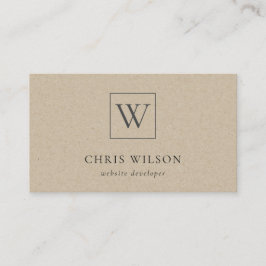 Cartão De Visita Monograma Russo Simples Mínimo Kraft Monograma Ini