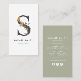 Cartão De Visita Monograma S de flor selvagem